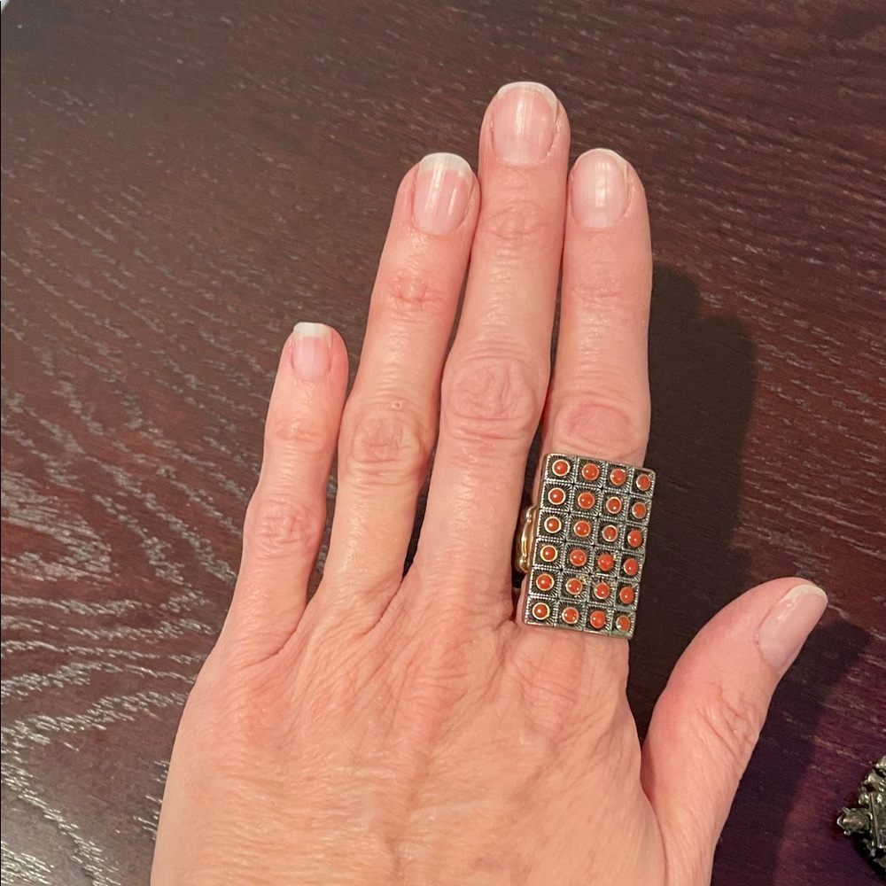 Rectangular Ring with Red Accents